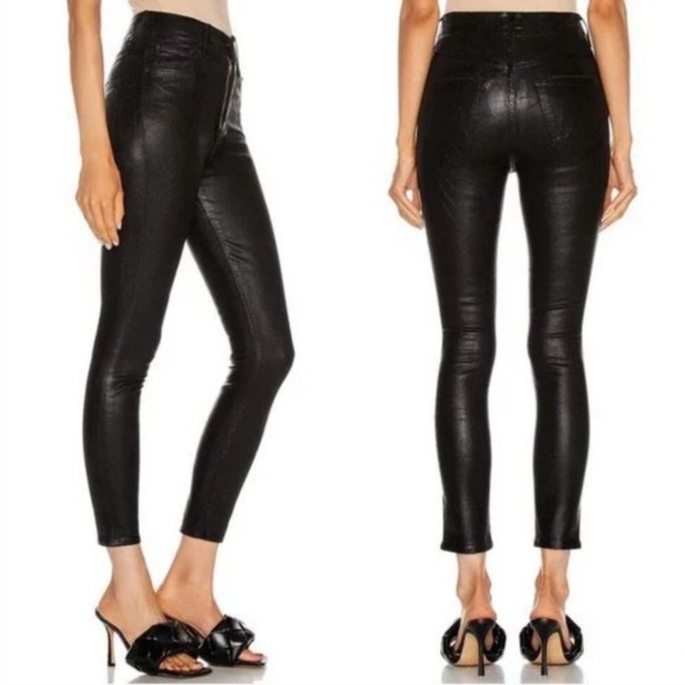 NWT Mother The Swooner High Rise Ankle Jean Black Wet Paint 28